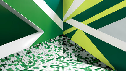 Poster - An Abstract Background Featuring Triangles, Lines, and Mosaic Patterns Create a Bright and Fresh Atmosphere - Digital Art