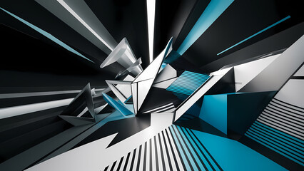 Poster - An Abstract Background Featuring Geometric Shapes and Patterns Are Prominently Displayed Including Triangles, Polygons, and Angles - Digital Art
