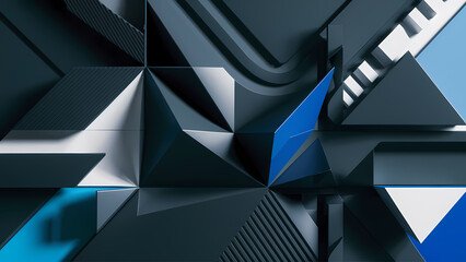 Poster - An Abstract Background Featuring a Triangles, Polygons, and Angles, With a Focus on Folding and Tessellation - Digital Art