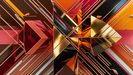 Poster - An Abstract Background Is a Vivid Gradient of Colors With a Neon and Electric Metal Glow Emanating From the Shapes Giving Them a Bright and Energetic Feel - Digital Art