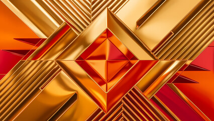 Poster - A 3D Vibrant Abstract Background Design With a Bright Gold, Orange, and Red Color Gradient - Digital Art