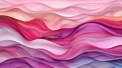 Poster - Flowing pink waves abstract design digital art modern aesthetic soft color palette artistic view visual harmony