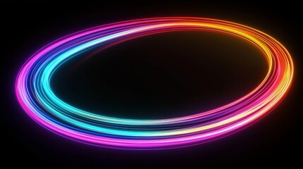 Poster - Dynamic light trails in a dark space abstract art digital creation modern aesthetic artistic perspective
