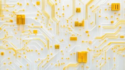 Poster - Creating a bright white canvas with yellow tech circuits art studio digital artwork modern environment creative perspective innovation