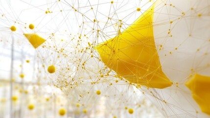 Poster - Innovative showcase of bright white and yellow tech-inspired design urban studio visual artwork minimalist environment creative perspective