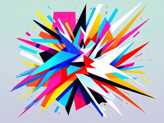 Wall Mural - abstract colorful explosion of geometric shapes: a vibrant digital art piece featuring a dynamic bur
