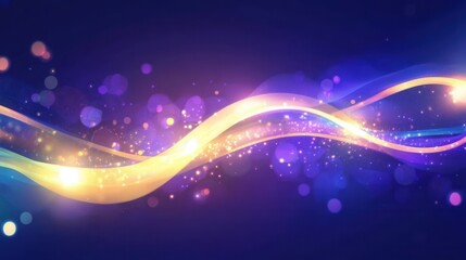 Abstract Glowing Waves With Sparkling Lights Background
