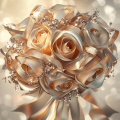 Wall Mural - Luxurious Wedding Bouquet with Gold Decor