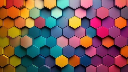 Poster - Creating a vibrant multicolored hexagon pattern digital art studio graphic design project virtual environment aesthetic appeal