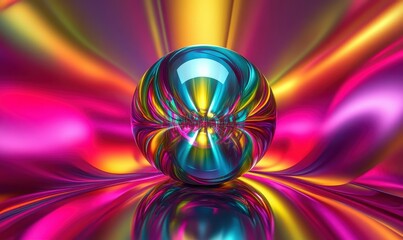 Wall Mural - A lively, colorful background with a striking gradient and a reflective finish.