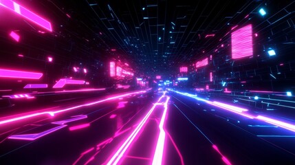 Poster - data visualization event cyberspace digital art virtual environment futuristic perspective glowing d