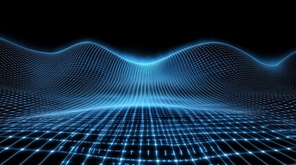 Fototapete - Flowing grid action cyberspace digital background virtual environment futuristic view cybernetics concept