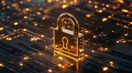 Poster - unlocking digital security virtual environment digital art cyber space futuristic view digital lock 
