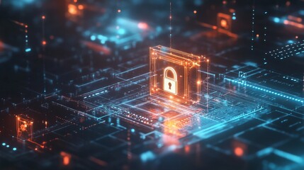 Poster - Unlocking the future digital lock above a high-tech grid virtual space visual concept