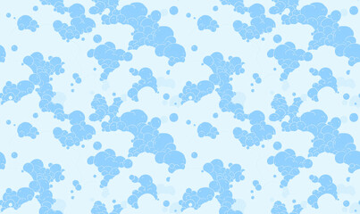 Aufkleber - seamless pattern featuring subtle blue clouds and bubbles on light background, creating whimsical and airy atmosphere