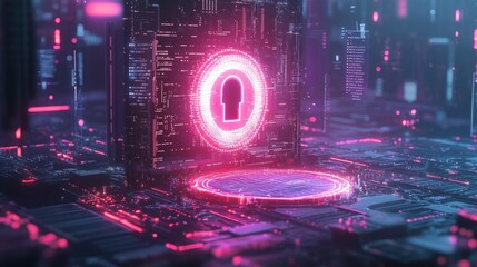 Poster - Unlocking digital security matrix of tech el becb digital art virtual environment futuristic perspective innovative concept