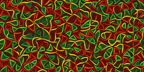 Aufkleber - vibrant reggae inspired pattern featuring interlacing yellow, green, red lines creating seamless bac