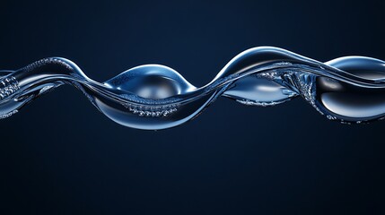 Poster - Abstract Blue Water Wave Flowing Liquid Design Elegant Smooth Swirling Aqua Underwater Background Texture Nature 3D Render Illustration Graphic Design