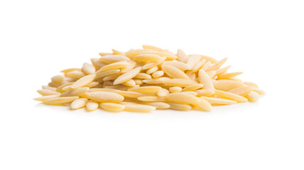 Wall Mural - Orzo, kritharaki, risoni pasta. Uncooked dry pasta isolated on white background.