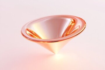 Poster - Elegant metallic cone shape floating against a soft pink background in a modern art render