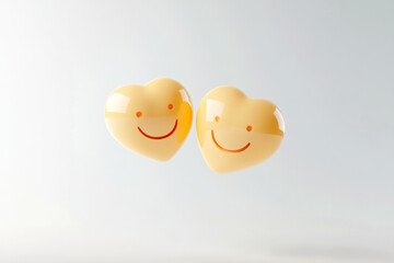 Poster - Smiling heart shapes symbolize joy and connection in a light and cheerful composition