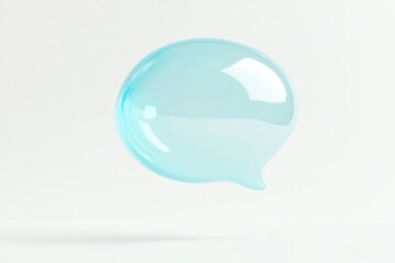 Poster - Render showcasing a translucent blue speech bubble design on a light background for communication concepts
