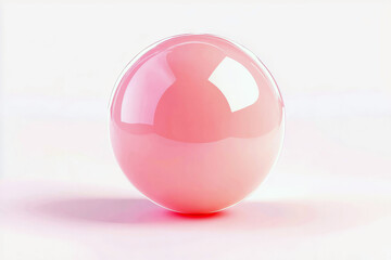Poster - Smooth pink sphere on soft surface reflecting light in an artistic render