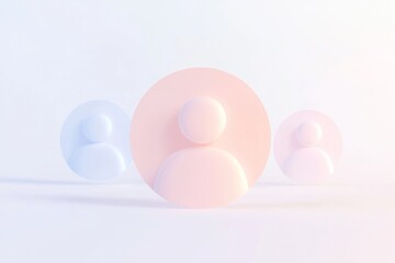 Poster - Render showcasing abstract human figures in soft colors representing connection and communication in media