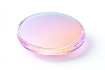 Poster - Render of a smooth, modern glass disc with a subtle gradient reflecting iridescent colors