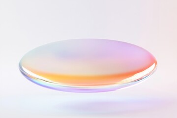 Poster - Colorful floating disk creates mesmerizing visual effect in minimalistic studio setting