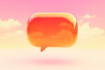 Poster - Communication bubble with gradient colors floating against a pastel sky background during daylight hours