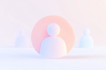 Poster - Render of abstract figures in soft pastel colors with subtle circular background