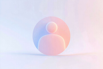 Poster - Render of a stylized human silhouette in soft pastel colors set against a minimalistic background