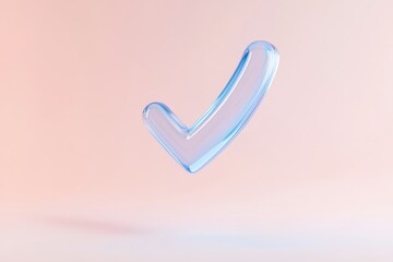 Poster - Clear blue check mark hovering against a pastel background showcasing simplicity in design