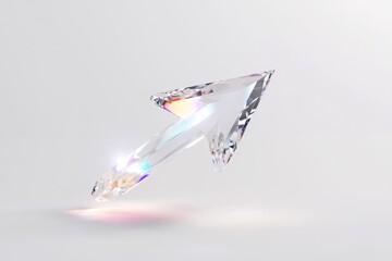 Poster - Crystal arrow pointing upwards in a bright abstract space