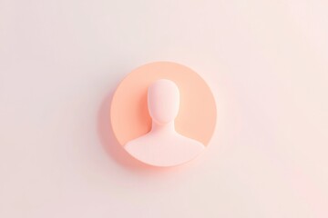 Poster - Render of a minimalistic human silhouette on a pink circular background for media and communication concepts