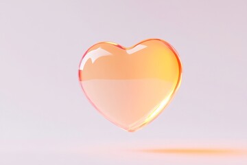 Poster - 3D render of a glossy heart shape showcasing a warm gradient color scheme in a minimalist setting