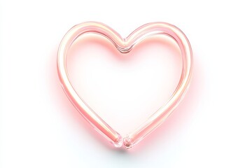 Poster - Heart-shaped neon light in soft pink hue illuminating a minimalistic background