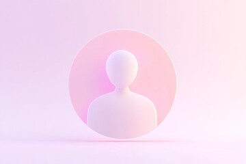 Poster - Simple render of a faceless human silhouette on a gradient pink background demonstrating digital communication concepts