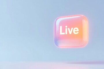 Poster - Rendering of a floating live button showcasing modern media and communication themes