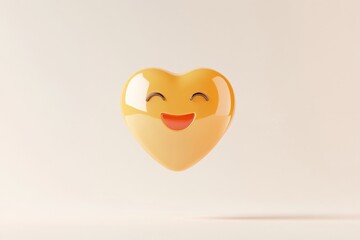 Poster - Cheerful heart-shaped emoticon floating in warm atmosphere with happy expression