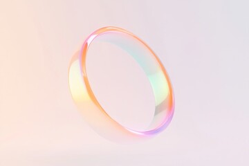 Poster - Render of a luminous iridescent ring showcasing captivating colors against a soft background