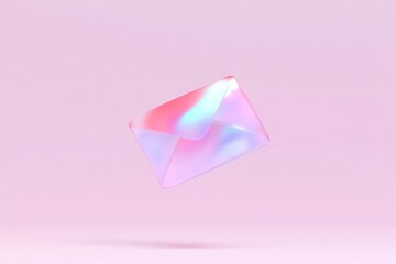 Poster - Colorful envelope on a soft pink background, perfect for modern media and communication themes