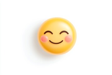 Poster - Bright and cheerful flat design representation of a smiling emoji with rosy cheeks and a happy expression