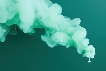 Poster - Close up of emerald green smoke creating abstract patterns against a teal backdrop, ideal for backgrounds and artistic projects