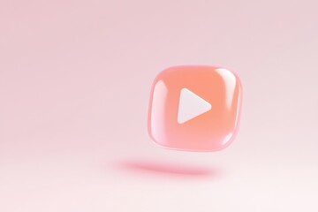 Poster - New flat design visual representation of media and communication with play button in a modern aesthetic