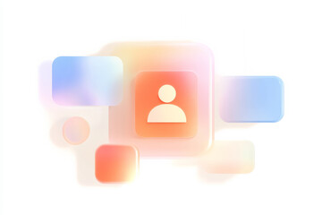 Poster - Flat design representation of media and communication concepts with abstract shapes and colors