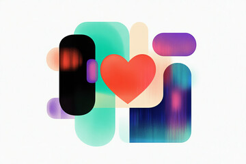 Poster - Creative Flat Design in Media and Communication Featuring Abstract Shapes and Heart Symbol