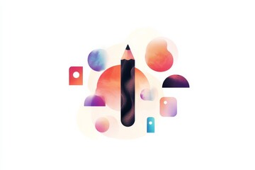 Poster - Creative flat design concept illustrating media and communication themes with vibrant colors and geometric shapes