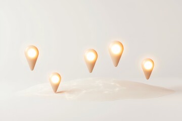 Poster - Floating light markers creating a unique visual design for media and communication concepts